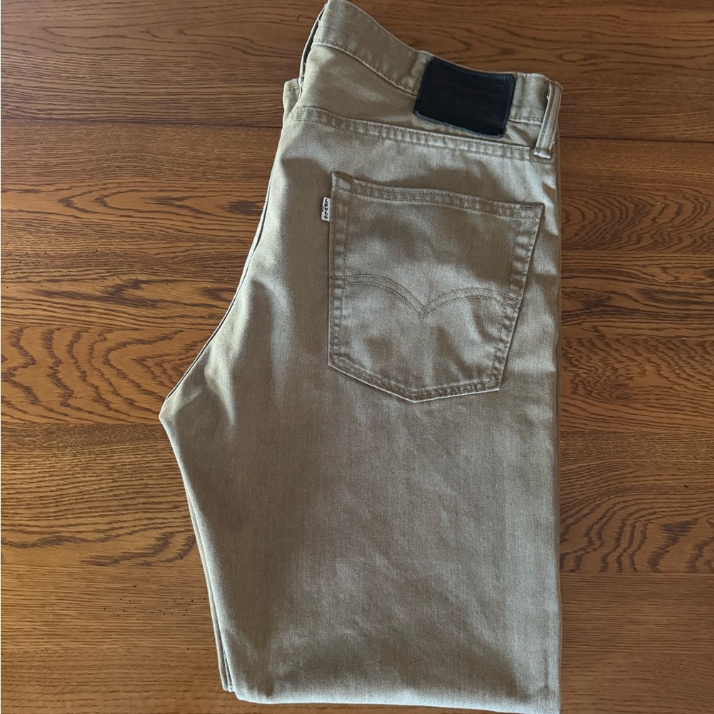 Levi's 513 Slim Straight Jeans 36x30 Tan Stretch Denim